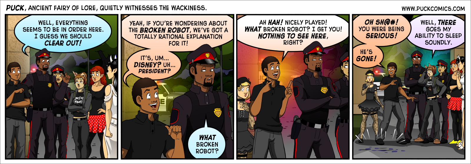 I was tempted to use a white dashed line to depict the missing robot, like from Family Circus, but it looked kinda hokey and I chickened out.